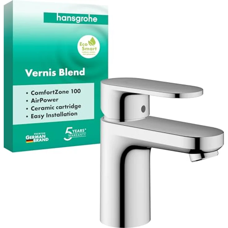 hansgrohe Vernis Blend Waschtischarmatur, Chrom, mit ComfortZone 100, Keramikmischsystem und EcoSmart Technologie – Bild 1