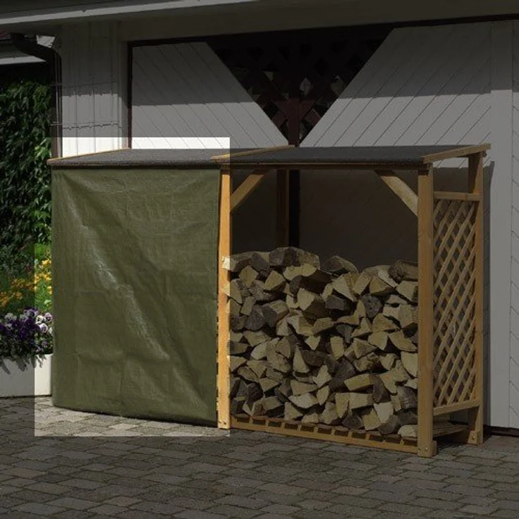 Promadino Kaminholzregal Speyer, wetterfestes Massivholzregal aus Kiefer, honigbraun, 27,85 kg – Bild 2