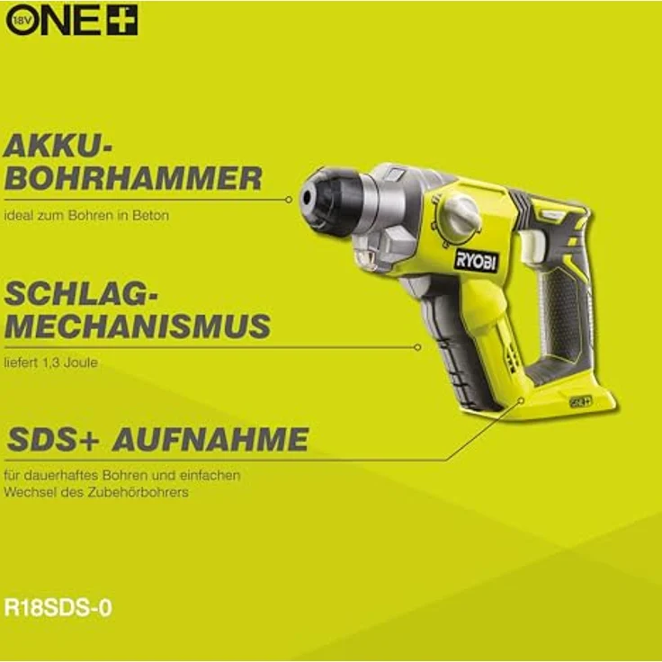 Ryobi 5133002305 Akku-Kombi-Hammer SDS-Plus Typ R18SDS-0 18 V, Schwarz, Grün – Bild 4