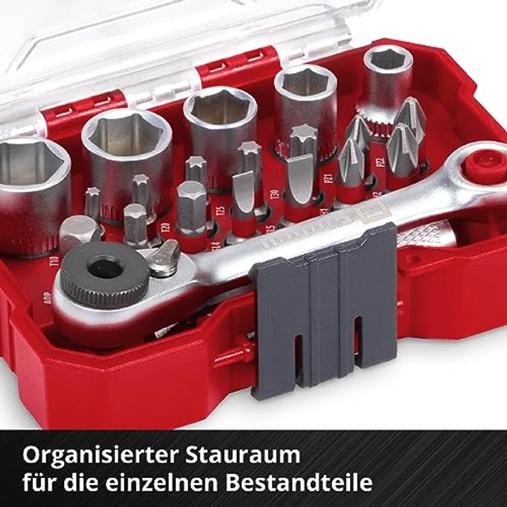 Einhell Bohrer- und Bitset 118683, 21-tlg. Set mit robusten S2 Stahl Bits, Schnellwechselbithalter und Aufbewahrungsbox – Bild 8