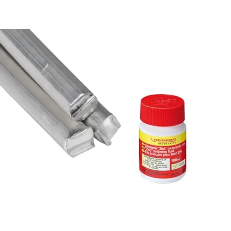 Rothenberger Industrial Set mit 1 Packung bleifreies Stangenlötzinn 650g ROLOT 611 | Schmelztemperatur: 199°C | Ø/Länge: ca. 10,0 x 400 mm | 3 Stäbe | Lötwasser 100 ml – Bild 1