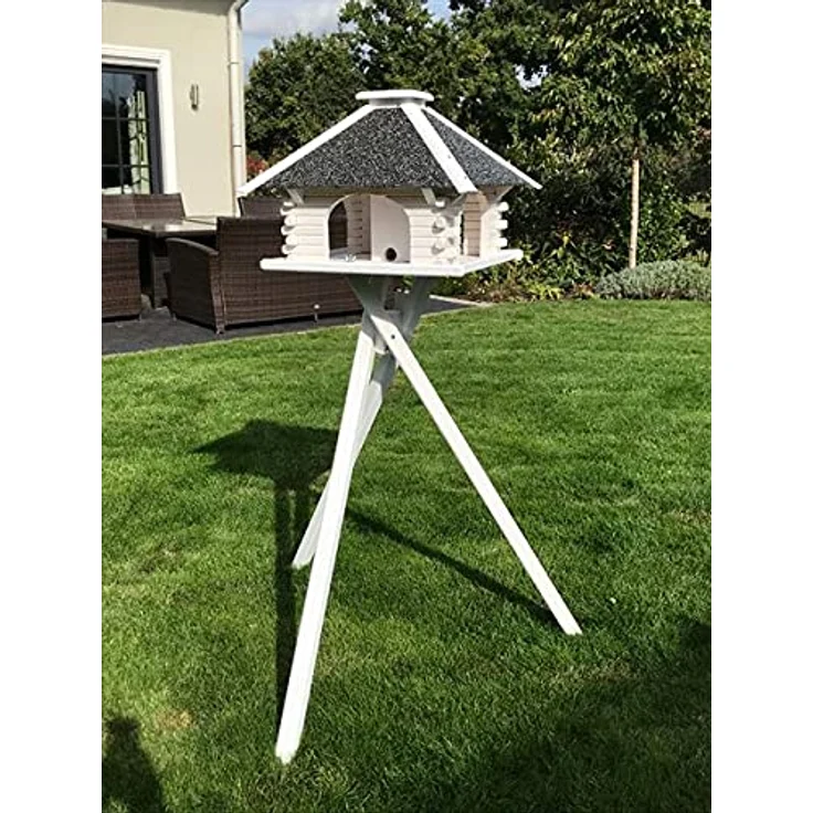 Deko-Shop-Hannusch Vogelhaus, Vogelhäuschen, Futterhaus V 20 Stein Weiss, Vogelhausständer:ohne Vogelhausständer, Solarbeleuchtung:mit Solarbeleuchtung – Bild 3