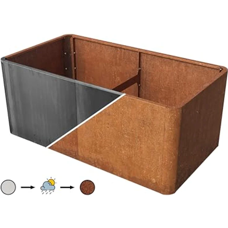 GFP PRIMEYARD Cortenstahl Hochbeet Mario 146x80x80 cm, Wetterfest & langlebig, Rost-Optik – Bild 3