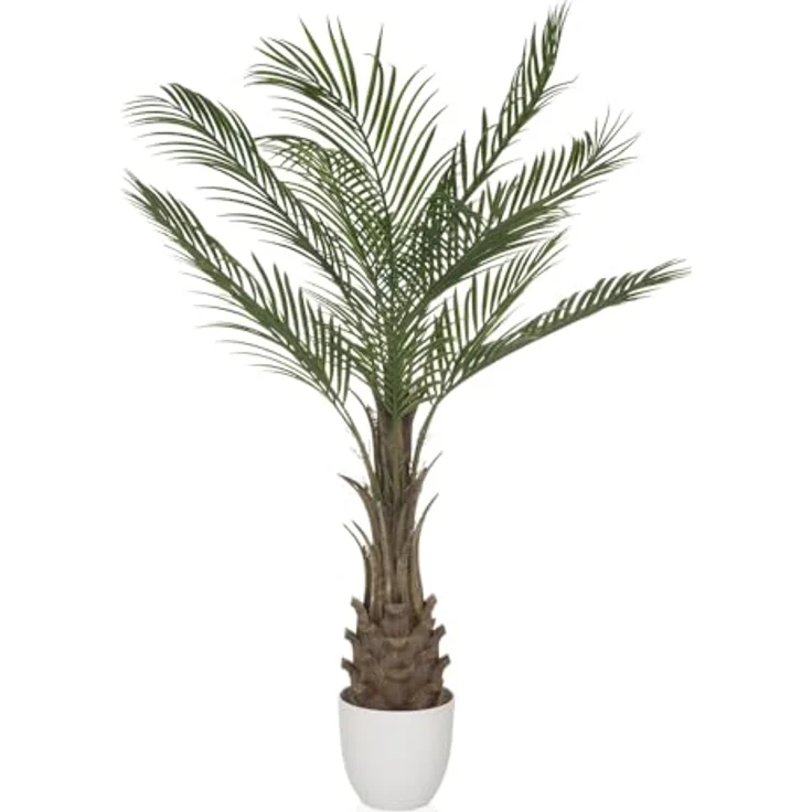 hjh OFFICE Kunstpflanze Drachenbaum Dracaena 120 cm, künstlich, realistisches Aussehen, allergikerfreundlich, weißer Topf – Bild 1