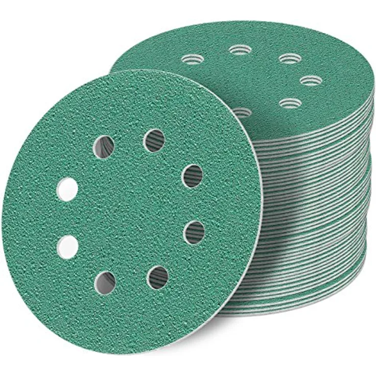 StickandShine 125 mm Exzenter Schleifscheiben Set, 50 Stück P2000-P800, grün, wasserfest und reißfest, 8 Loch Klett Schleifpapier