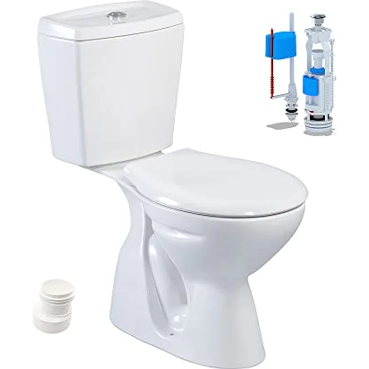 Stand-WC mit Taharet Keramik-Spülkasten Softclose WC-Sitz Toilette WC Senkrecht Boden - Preisvergleich