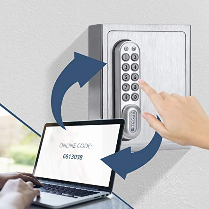 masunt Schlüsselsafe 1120 E Code | innovative Online-Codevergabe aus der Ferne | elektronischer Schlüsseltresor aus massivem V2A Edelstahl | Aufbruch-sicher | wetterfest | Silber – Bild 4