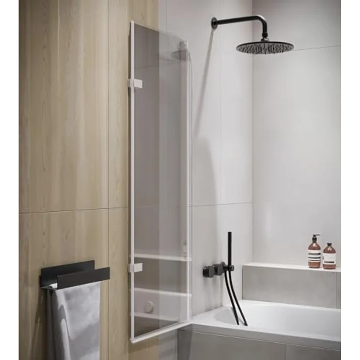 Badplaats B.V. Badewanne Austin 100 x 140 cm, 5mm Sicherheitsglas mit Nanobeschichtung und drehbarem Aluminiumprofil – Bild 3