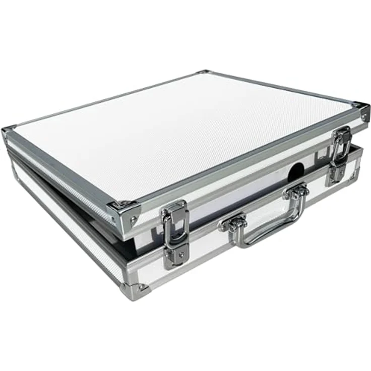 ECI Tools Werkzeugkoffer ECI Alu-Koffer Leer mit Aluminium Leisten Koffer Box Innenmaß 34 x 30,  DIN A4 Ordner schmal, Farbe Weiß – Bild 3