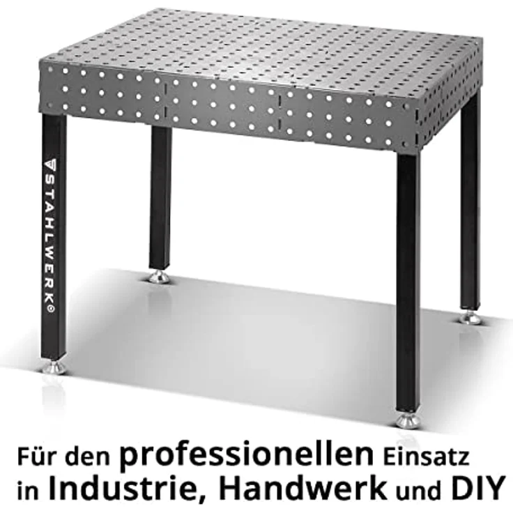 STAHLWERK 3D Schweißtisch WT-100 3D ST mit 1.000 kg Tragkraft, D16 Lochsystem und 6 mm Arbeitsplatte 100 x 80 cm, Carbonstahl DIY-Bausatz, nivellierbare Füße – Bild 3