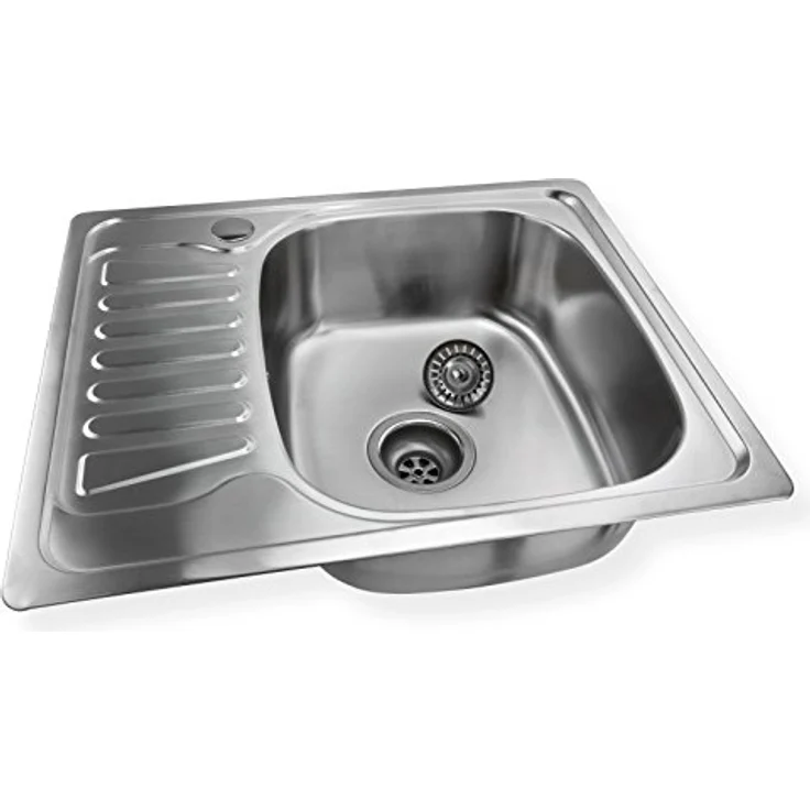 Stabilo Sanitär Küchenspüle, Alfa 2R, 58/18 cm, Edelstahl, rechteckig mit Ablage und Zubehör – Bild 2