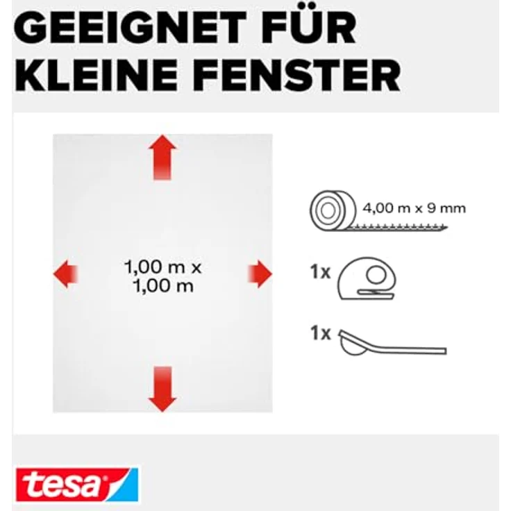 tesa Fliegengitter Fenster, beste Qualität : Farbe weiß, 1,00m : 1,00m – Bild 3