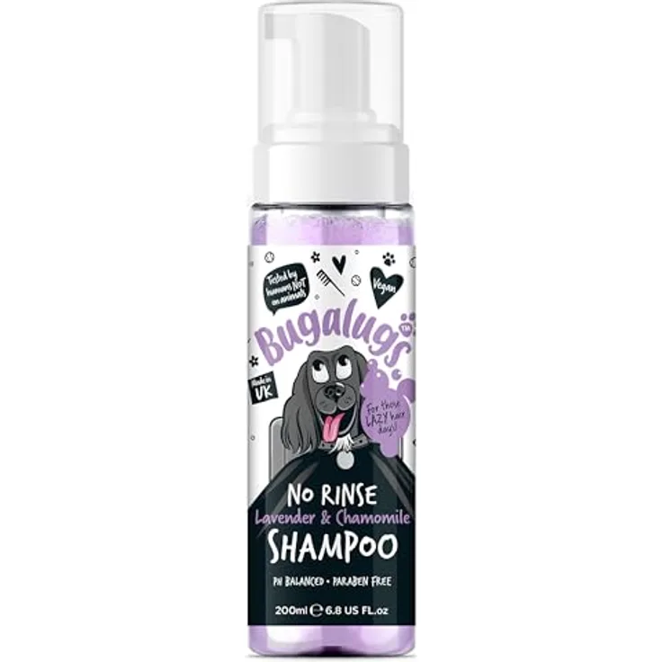 Bugalugs No-Rinse Hundeshampoo, Trockenshampoo für Hunde, 200ml, sanfte Fellpflege ohne Wasser, made in UK