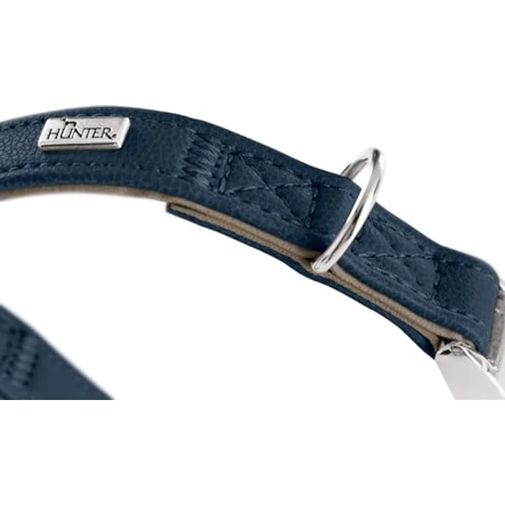HUNTER Hundehalsung Amalfi ALU-Strong, stufenlos verstellbar, Kunstleder in Nappa-Optik, marineblau, Größe 30-45/M, Made in Germany – Bild 4