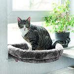 CanadianCat Company | LOVESEAT Katzen Fensterliege - Hängebett für Katzen mit weicher Polsterung für die Fensterbank - einfache Befestigung | hellgrau | 55 x 47 x 7 cm