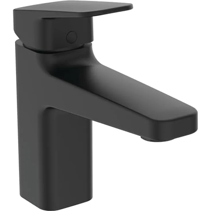 Ideal Standard BD227XG Ceraplan Waschtischarmatur H90, mit Zugknopf-Ablaufgarnitur, Ausladung 12,4 cm, Schwarz (Silk Black)