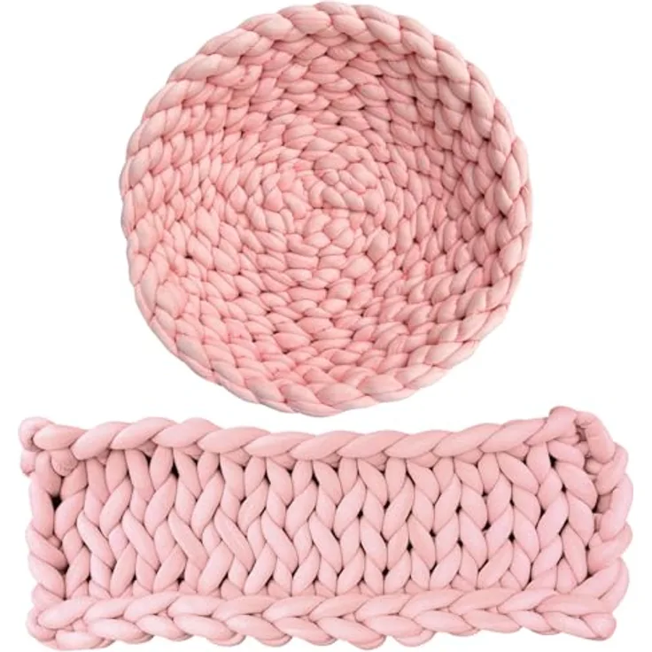 Aumüller Katzenkorb und Fensterbankliege Grobstrick - Schlafplatz für Katzen, Rose - Gemütlicher Ruheplatz aus dickem Baumwoll-Mix, Made in Germany