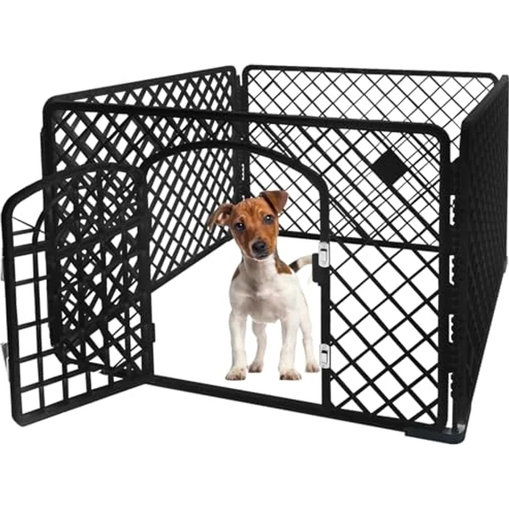 PURLOV Welpenauslauf Freigehege 60 cm Hoch 4-teilig für Kleintiere Hunde Kanninchen Meerschweinchen Indoor/Outdoor 15743, Sicher für Tiere, Praktische Größe, Robust und langlebig – Bild 1