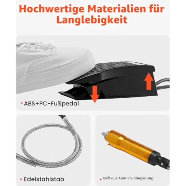 VEVOR Flexwellen-Schleifgerät 1000 W, 30.000 U/min, multifunktionale Hängeschleifmaschine mit 31-teiligem Zubehör und Fußpedal, ideal zum Schnitzen, Polieren und Bohren – Bild 5