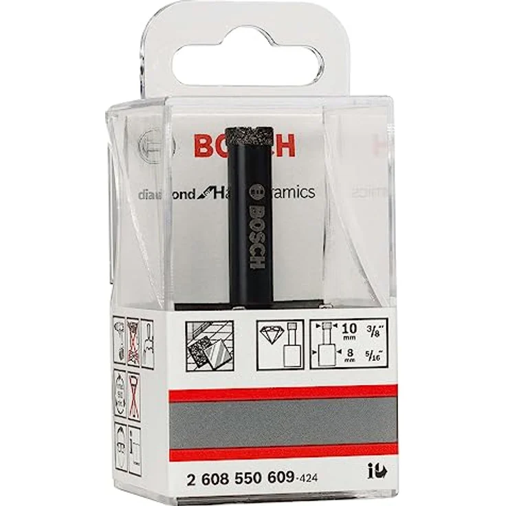 BOSCH Diamanttrockenbohrer Diamond for Hard Ceramics, Ø 10 mm, 10 x 35 mm für harte Fliesen und Stein – Bild 2