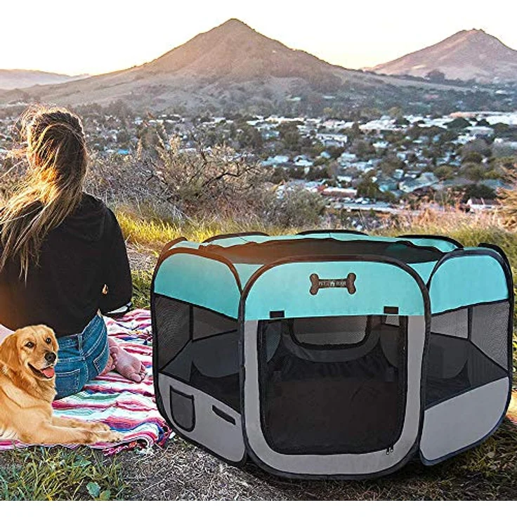 Melko Welpenlaufstall 125 x 125 x 64 cm Tierlaufstall faltbar für Kleintiere Hunde Katzen Hasen, 600D Oxford, wasserdicht - Melko – Bild 2