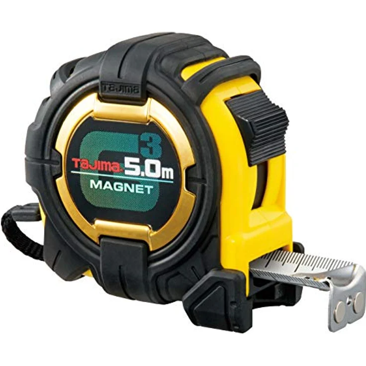 Tajima Maßband, Bandmaß G-Lock (extrabreites Stahl-Band, NylonCoat Beschichtung magnetischer Endhaken gut lesbare Skalierung ABS-Gehäuse Länge: 5 m Breite: 27 mm), G3M750MWD – Bild 2