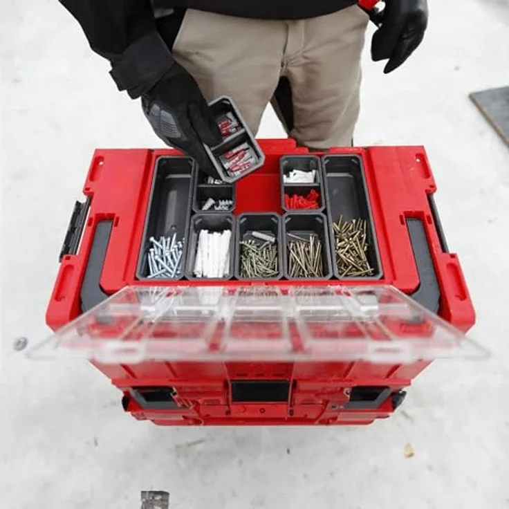 Tool Brothers RHINO PRIME Toolbox 250 Expert RED ULTRA HD Custom, stapelbar, wasser- und staubdicht mit Organizer, 535 x 327 x 277 mm, 26 Liter Kapazität – Bild 6