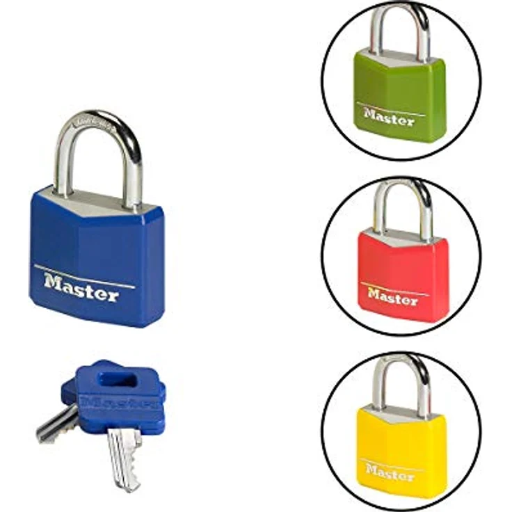 Master Lock Aluminium Vorhängeschloss mit Vinylüberzug 30 mm - Farblich Sortiert, 9131EURDCOL – Bild 3