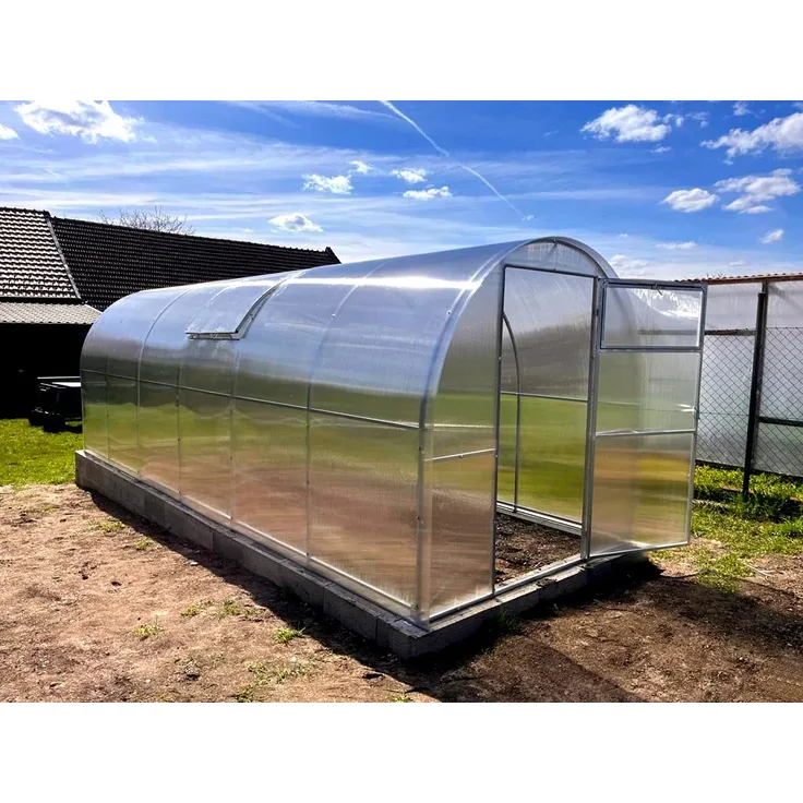 Garten Dream Polycarbonat-Gewächshaus "MINI" 2x4m, stabiler Stahlrahmen, 6mm Polycarbonat, 2 vormontierte Türen mit Fenster