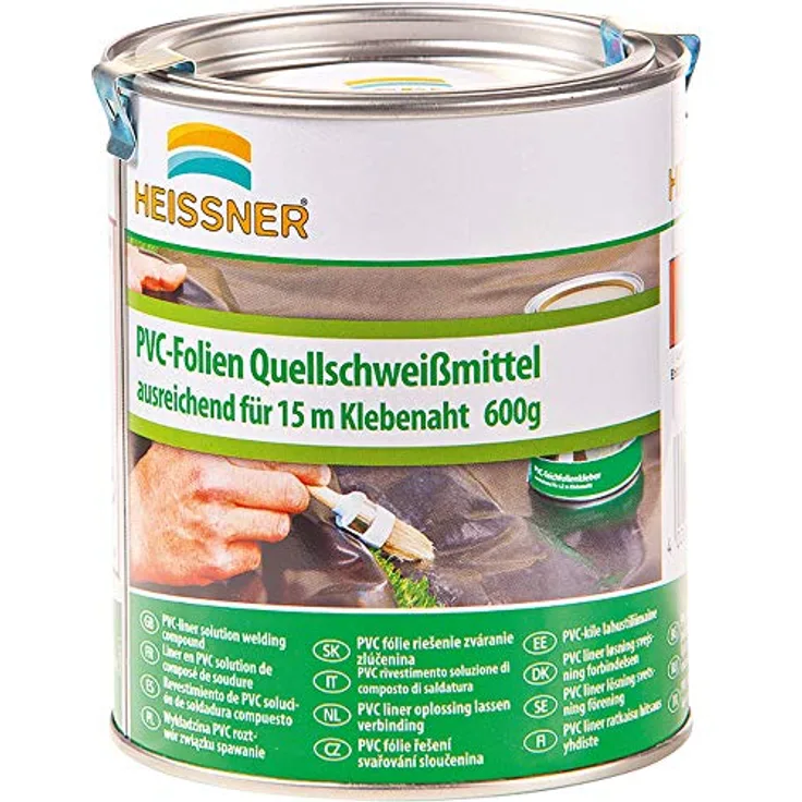 Heissner Z853-00 Teichfolienkleber, PVC Quellschweißmittel für 12 m Klebenaht, 760 g, 5 m Inhalt