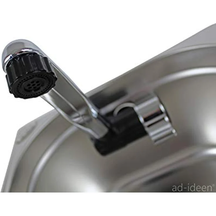 ad-ideen Camping Waschbecken Technikset, Kabelloses Miniküche Bausatz mit 12V Tauchpumpe und Edelstahl-Spüle 325 x 265 x 150 mm – Bild 5