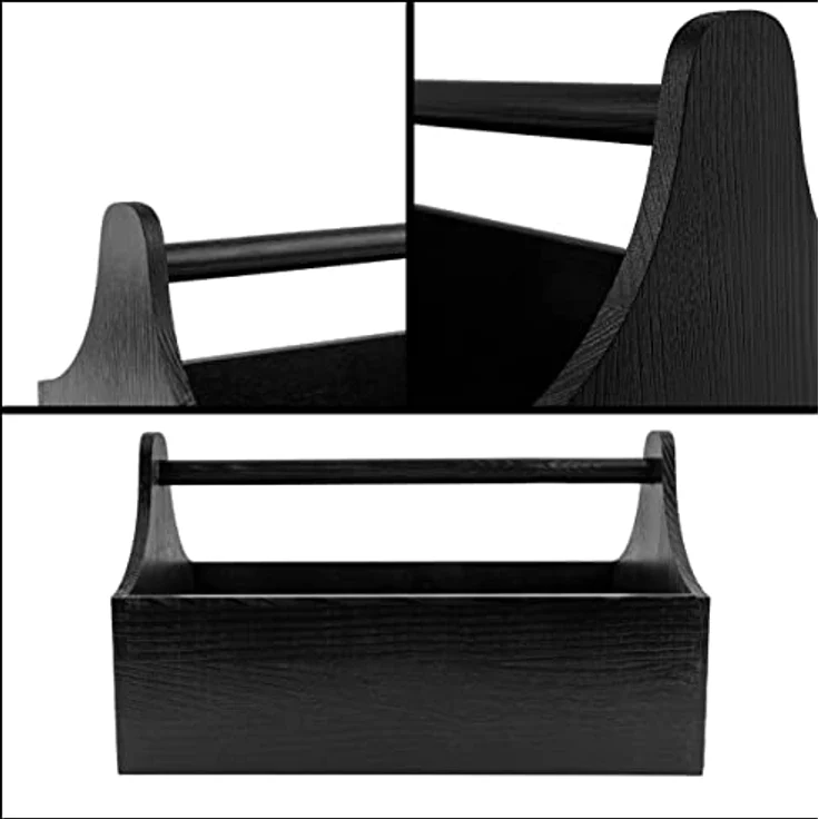 Creative Deco Werkzeugkoffer Werkzeugkasten aus Holz 34 x 18 x 20,5 cm Werkzeugkiste Toolbox, Schwarz – Bild 6