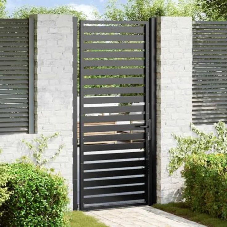 vidaXL Gartentor Aluminium, abschließbar, schwarz, 100x200 cm, pulverbeschichtet – Bild 2