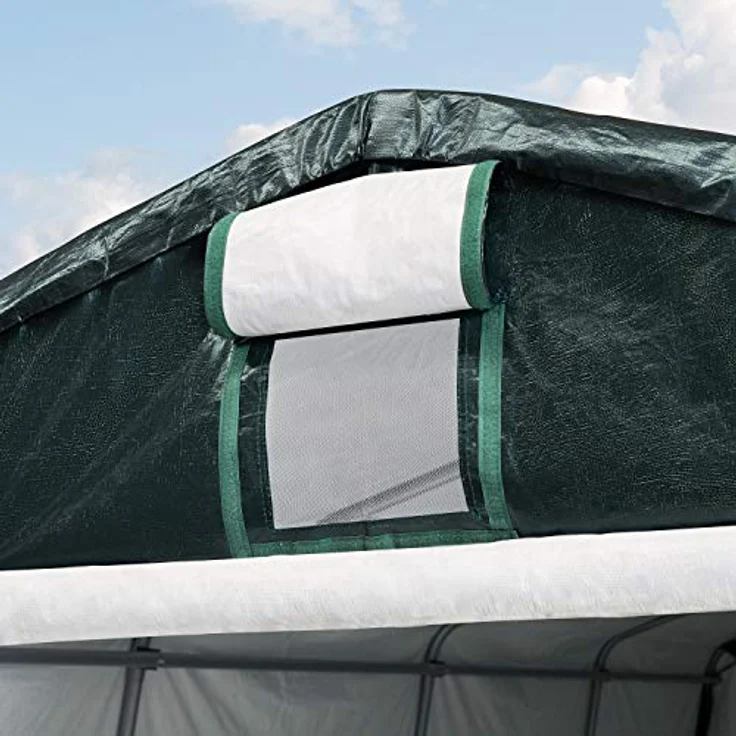 TOOLPORT Garagenzelt Carport 3,3 x 6,2 m Dunkelgrün – PE-Plane 450 N, wetterfest mit stabiler Stahlrohrkonstruktion, flexibler Einsatz als Weidezelt & Unterstand – Bild 5