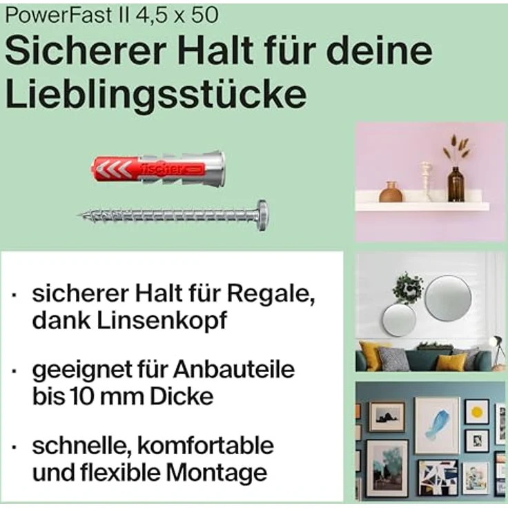 fischer EasyDIY Dekobox, Einrichtungsbox mit Haken, Schrauben und Dübeln, vorsortiertes Set in Kunststoffbox, 131 Teile – Bild 5