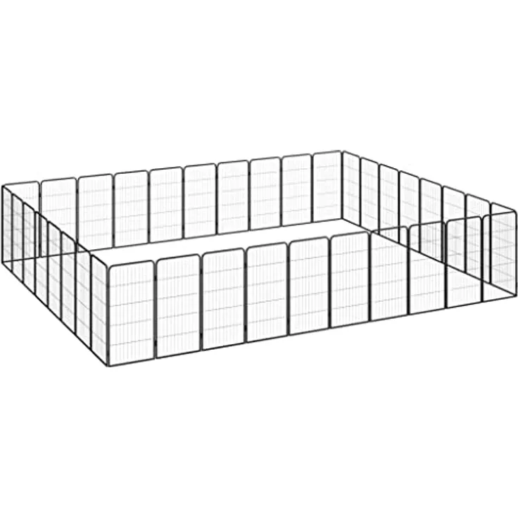 vidaXL Laufstall für Hunde, 36 Paneele, pulverbeschichteter Stahl, robust, ideal für Zuhause und draußen, bevorzugt von professionellen Trainern, Schwarz