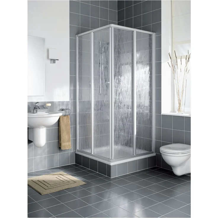 Kermi Nova 2000 ED2, 2-teiliges Eckeinstiegshalbteil mit Gleittüren, 800x1750 mm, Kerolan Fontana