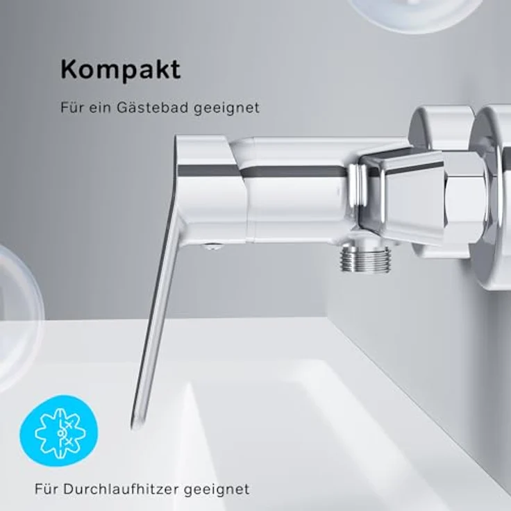 Wassersparende Duscharmatur für das Badezimmer, kratzfeste Duscharmatur ohne Auslauf, leicht zu reinigen, Chrom, AM.PM Hit FTA20000 – Bild 5