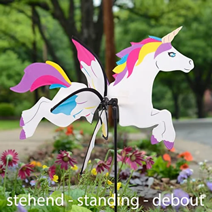 CIM Windspiel - Petite 2in1 Einhorn - Ø28x43x85cm - Windmühle mit Standstab oder Mobile mit Hängeset – Bild 2