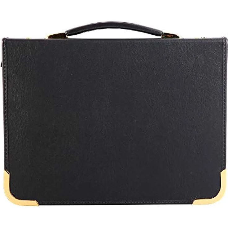Clairefontaine BPCJ1A4BKZ Goldline Präsentationsmappe (Reißverschluß, 4 Ringen, Griff, robust, Metallecken, für 25 Hüllen, DIN A4, 21 x 29,7 cm) schwarz
