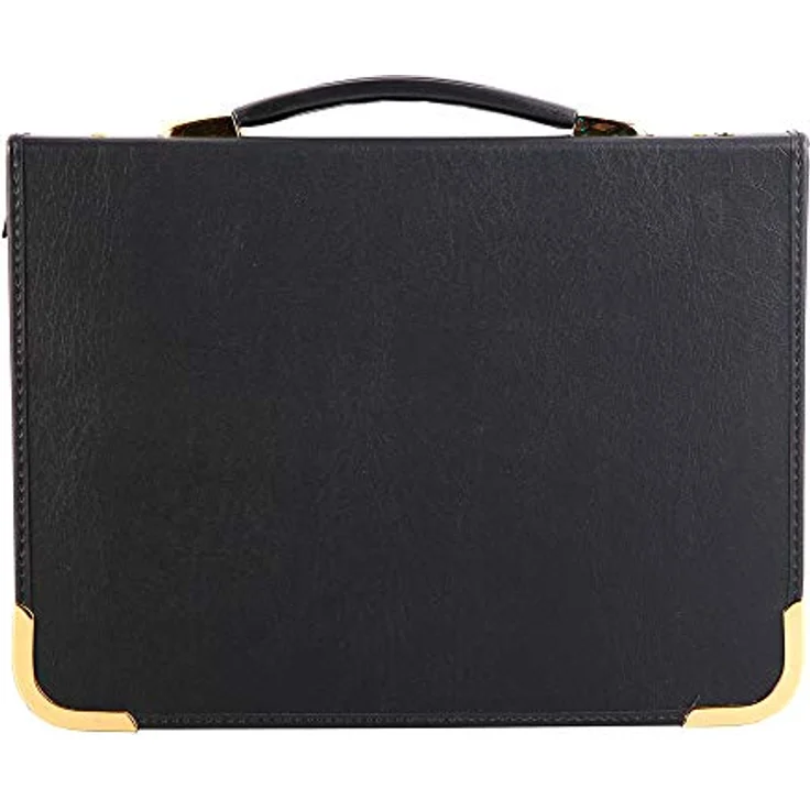 Clairefontaine BPCJ1A4BKZ Goldline Präsentationsmappe (Reißverschluß, 4 Ringen, Griff, robust, Metallecken, für 25 Hüllen, DIN A4, 21 x 29,7 cm) schwarz – Bild 1