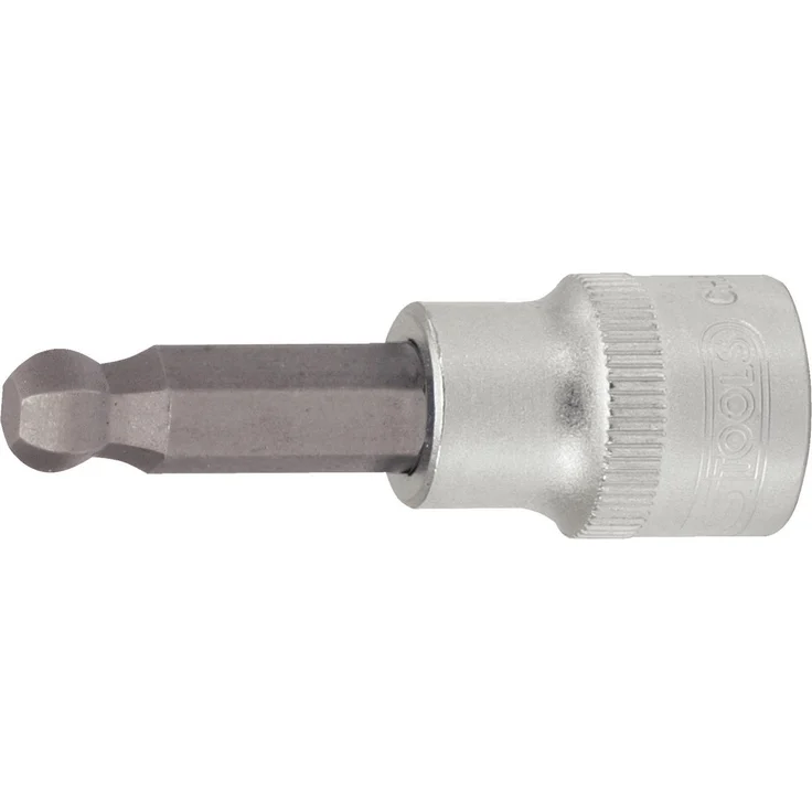 KS Tools Bohrer- und Bitset 3/8" Innensechskant-Stecknuss mit Kugelkopf, vernickelter Biteinsatz 3mm aus Chrom Vanadium, matt satiniert – Bild 1