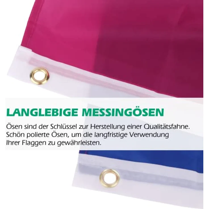 MOGADEE Bisexual Flag, 90 * 150cm mit Wetterschutz und UV-Schutz, hochwertige Oxford-Stoffflagge für Indoor und Outdoor, geeignet für LGBTQ Festivals und Paraden – Bild 4
