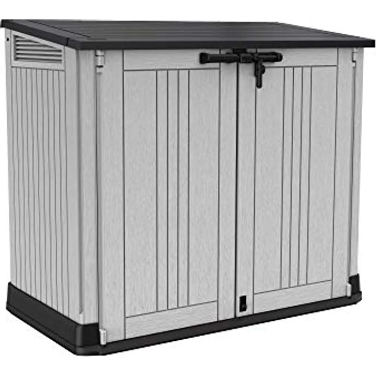 Keter Store it Out Nova Gartenschuppen, 880 l Fassungsvermögen, hellgrau mit dunkelgrauem Deckel, 132 x 71,5 x 113,5 cm – Bild 1