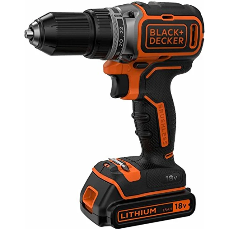 Black+Decker Akku-Bohrschrauber, Bohrmaschine (18 V 1.5Ah, bürstenloses 2-Gang-Getriebe, 1 Stück) BL186K – Bild 2