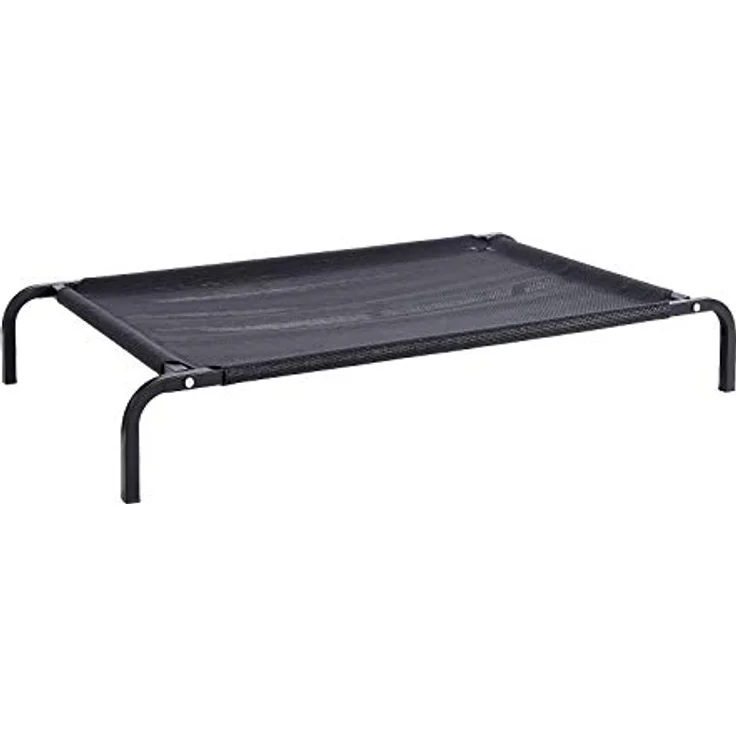 lionto Outdoor Hundeliege erhöht, 106x62 cm, schwarz, atmungsaktives Netzgewebe, robuster Metallrahmen – Bild 1