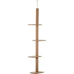 PawHut Kratzbaum Deckenhoch, 228-260 cm Höhenverstellbarer Katzenbaum Kletterbaum für Katzen mit 3 Ebenen, Katzenkratzbaum, Spielbaum vom Boden bis zur Decke Hellbraun