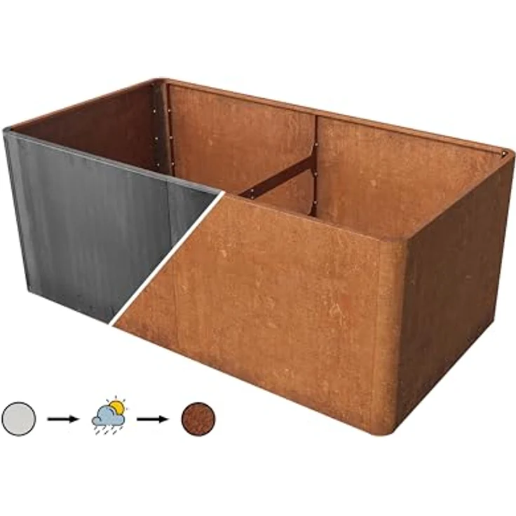 GFP PRIMEYARD Cortenstahl Hochbeet Mario 200x107x80 cm, Wetterfest & langlebig, Rost-Optik – Bild 3