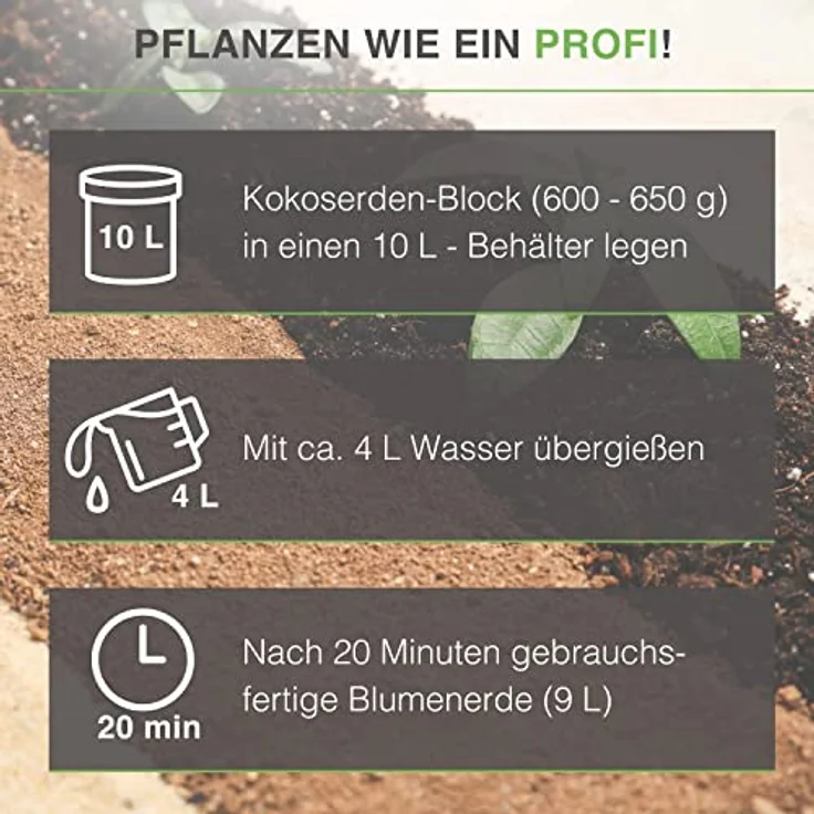 yayago Humuserde I Kokoserde für Pflanzen 10 x 650g I Erde aus Kokosfasern I 100% natürlich & biologisch abbaubar I nährstoffarme Anzuchterde torffrei & ungedüngt für Hochbeete & Terrarien – Bild 5
