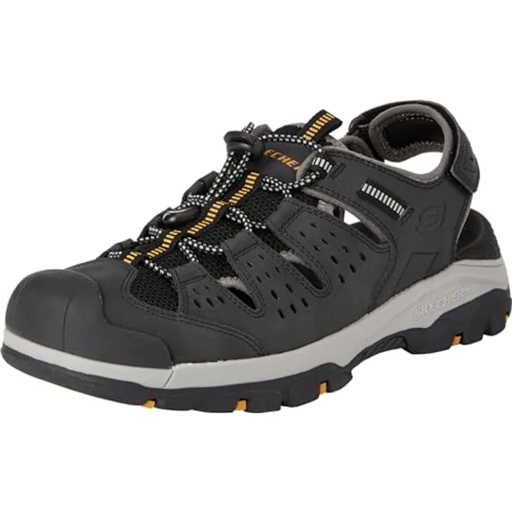 Skechers Tresmen Menard, Herren Sandalen, Sicherheitssandalen aus Synthetik mit Klettverschluss, Schwarz, Größe 44
